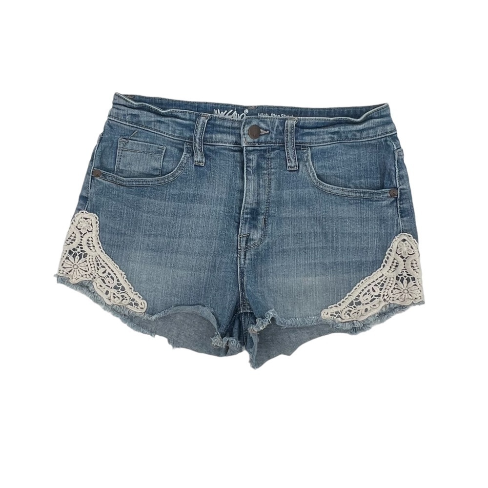 Mossimo Denim High Rise Lace Cut Off Jean Shorts Size 6 (28) Women’s